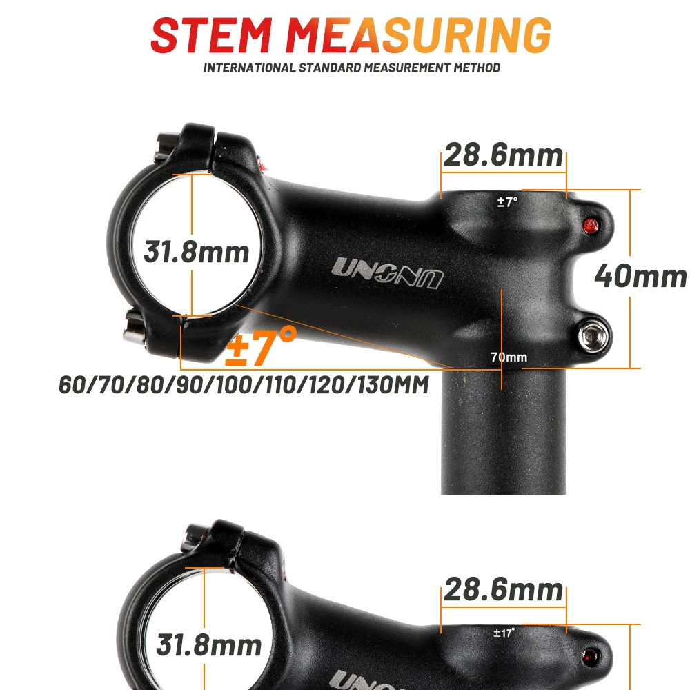 UNO MTB-Fahrradvorbau -7 17 35 Grad ultraleichte Aluminiumlegierung 31,8 mm 60 70 80 90 100 110 120 130 mm Rennradvorbau King Alloy – Detail 1