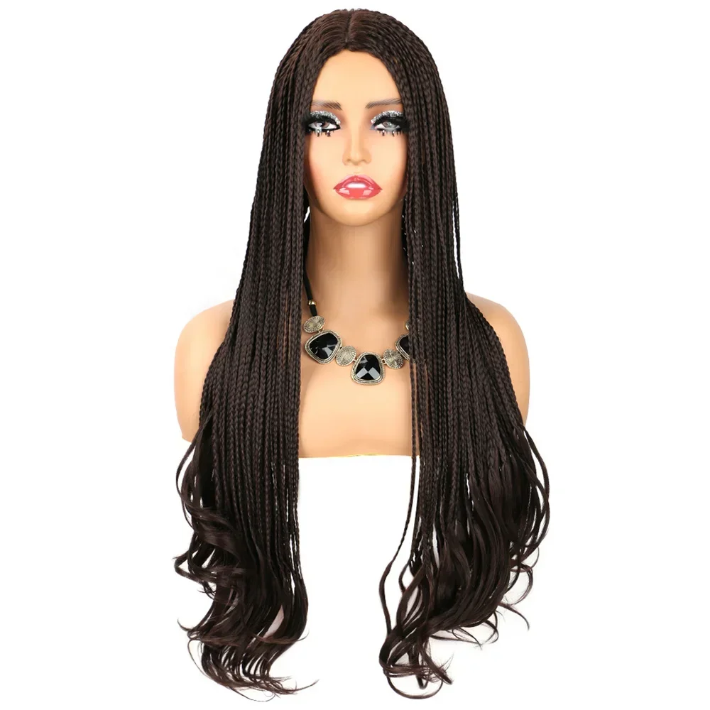 Box Braided Wig Synthetic Crochet Hair Long Dirty Braids Wig For Black Women 3x Twist Braided Heat Resistant Fiber Wig Daily Use