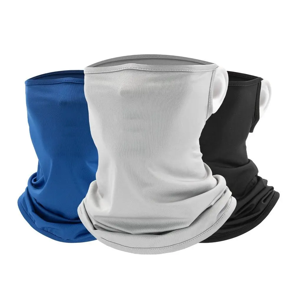 Daily Sun Protection Bike Cycling Mask Ice Silk Breathable Full Face Mask Solid Color Sun UV Protection Scarf Outdoor Sport