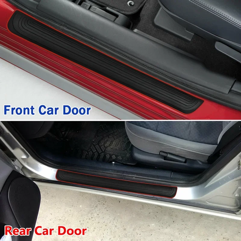 4pcs Rubber Car Door Sill Scuff Covers Black Door Panel Guards Protector Trim Anti-scratch Exterior Parts Car Decor Accessories