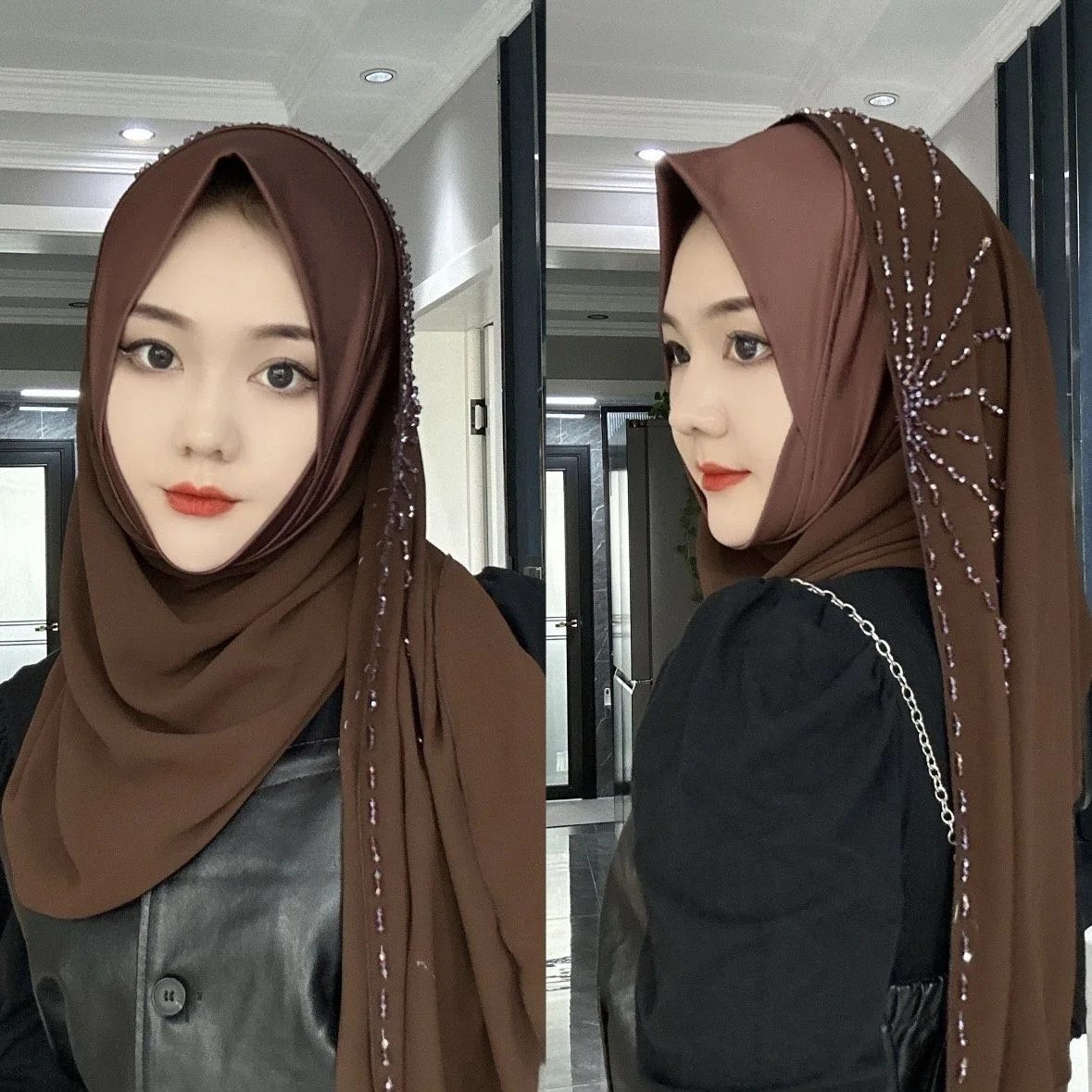 New Year Gift Glitter Wrap Hijab Femme Musulman Shayla