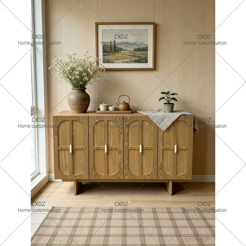 Medieval Style Entrance Shoe Cabinet Home Storage Sideboard for Living Room Bedroom Aisle Decorative Partition Console Table