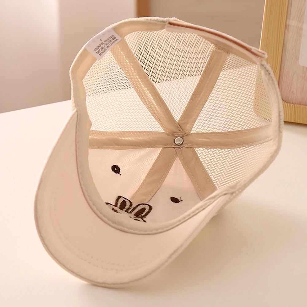 Children\'s Hat Summer Embroidery Rabbit Cartoon Baseball Cap Mesh Boys Girls Baby Casual Beach Hats For Kids 2-6 Years