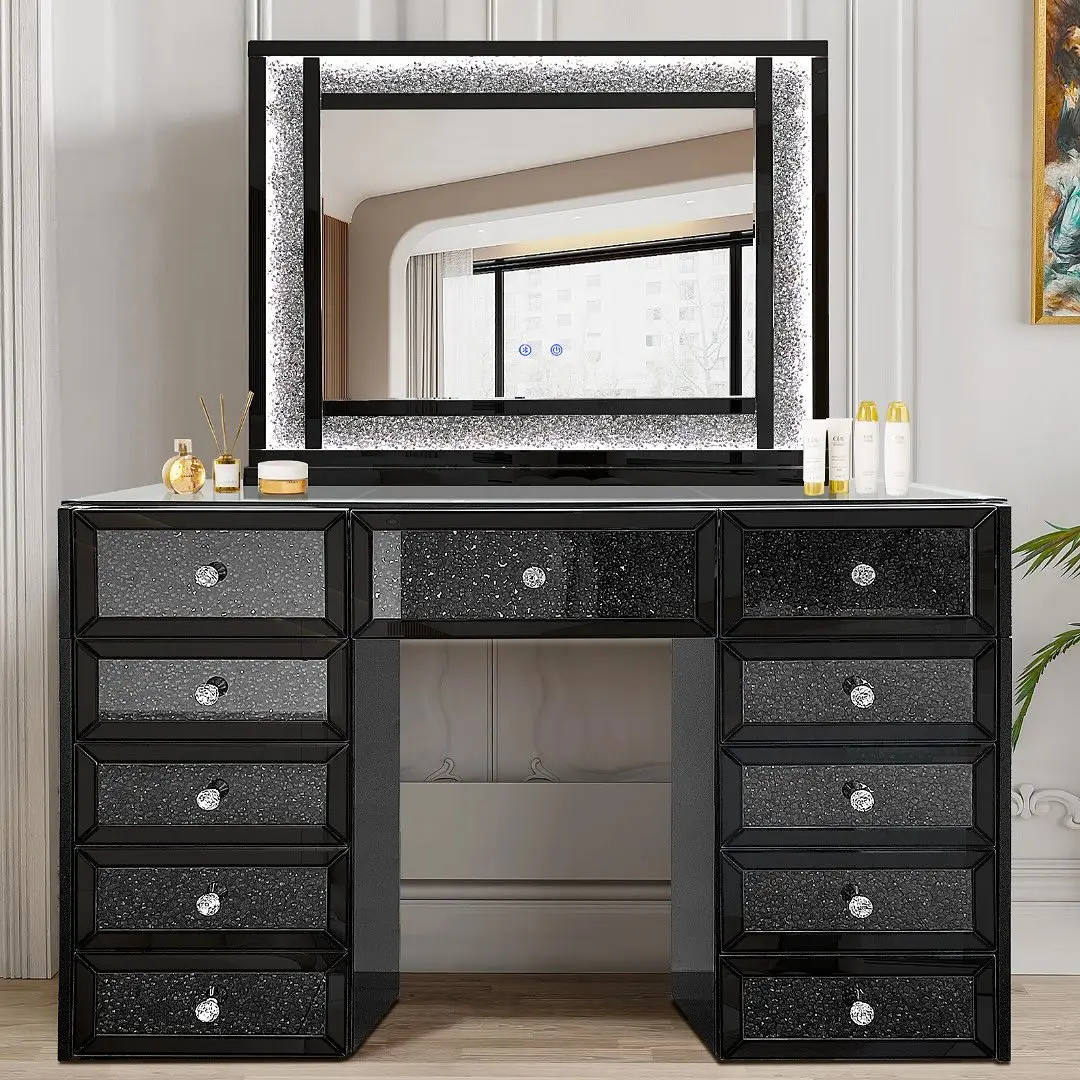 Makeup Dressing Vanity with Light Bulbs and Bluetooth Speaker for Bedroom Vanity