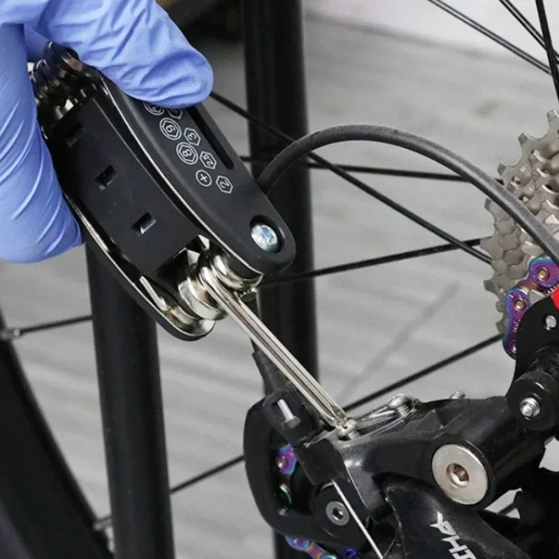 

Набор инструментов для велосипеда 16 в 1: карманный многофункциональный инструмент для ремонта шоссейных велосипедов, включая шестигранные ключи