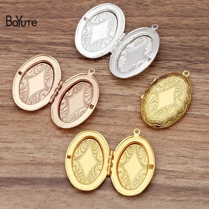 BoYuTe (10 Pieces/Lot) 24*41*9MM Oval Floating Locket Pendant Factory Direct Wholesale Metal Brass Photo Locket