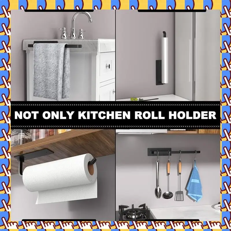 

A79I Модернизированный держатель для бумажных полотенец из нержавеющей стали - матовый черный, просверленный или самоклеящийся кухонный диспенсер под шкафом