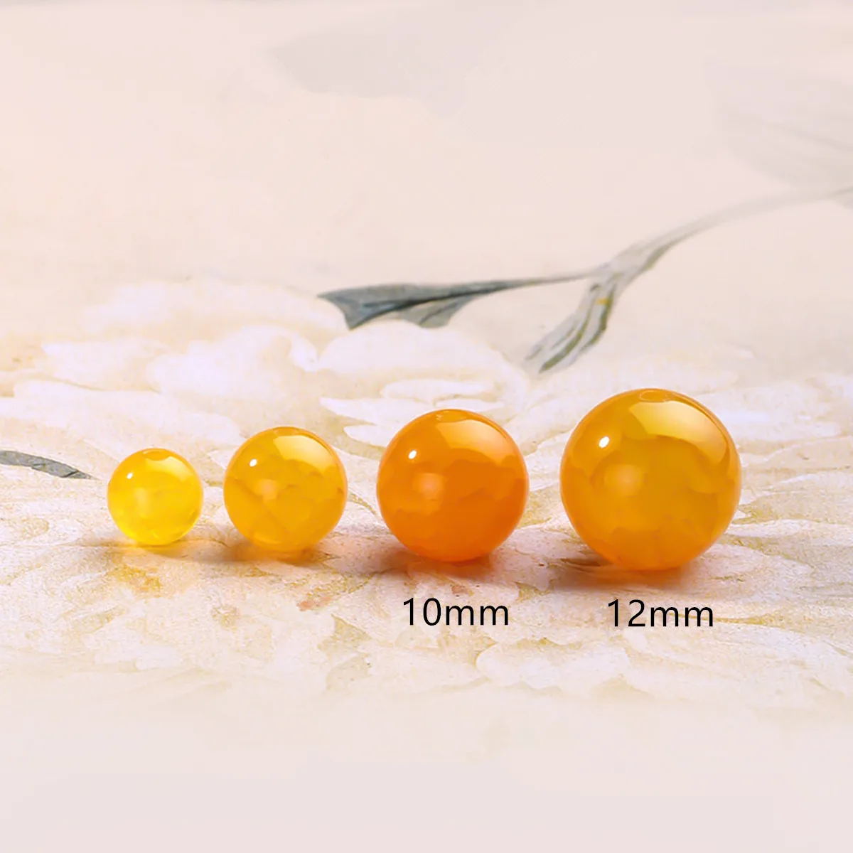 30pcs 10mm-12mm Natural Yellow Agate Beads Smooth Polished Round Loose Gemstone Not Dyed Not Enhanced