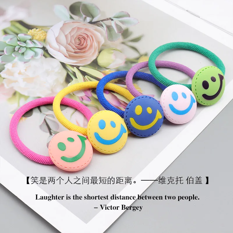 

5 PCS Smiley Woman'S Scrunchies Girls Hair Ring Rubber Bands Elastics Hair Ties Korean Fashion Hair Accessories Wholesale