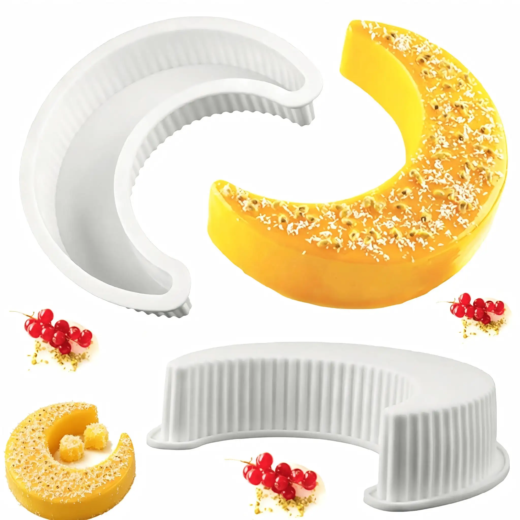 1-2 PCS Crescent Moon Shape Silicone Cake Pan, Moonlight Sonata Mousse Cake Bread Pizza Baking Mold Kitchen Baking Tools