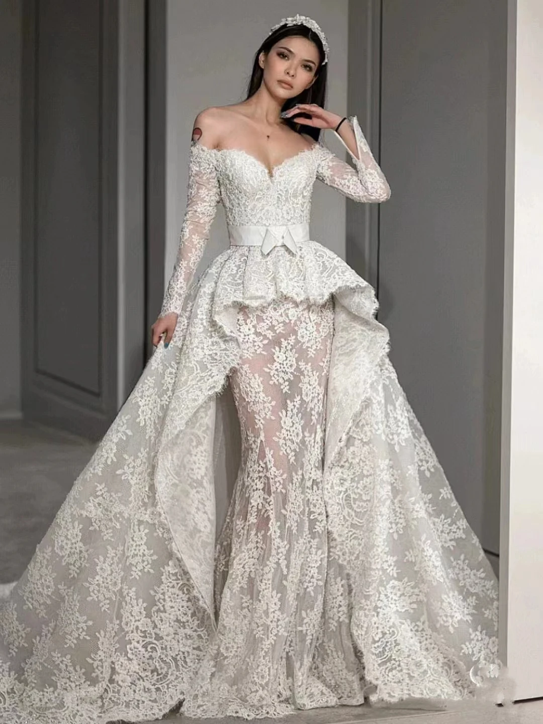 Exquisitos Vestidos De Novia delicados, Vestidos De Novia De manga larga con escote Corazón, Apliques De encaje, batas De lujo, 2024