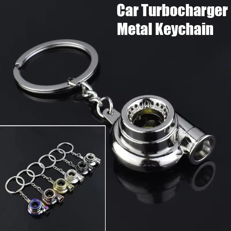 Mini Turbo Turbocharger Keychain Spinning Turbine Key Chain Ring Keyring Keyfob Car Keyring Car Interior Accessories