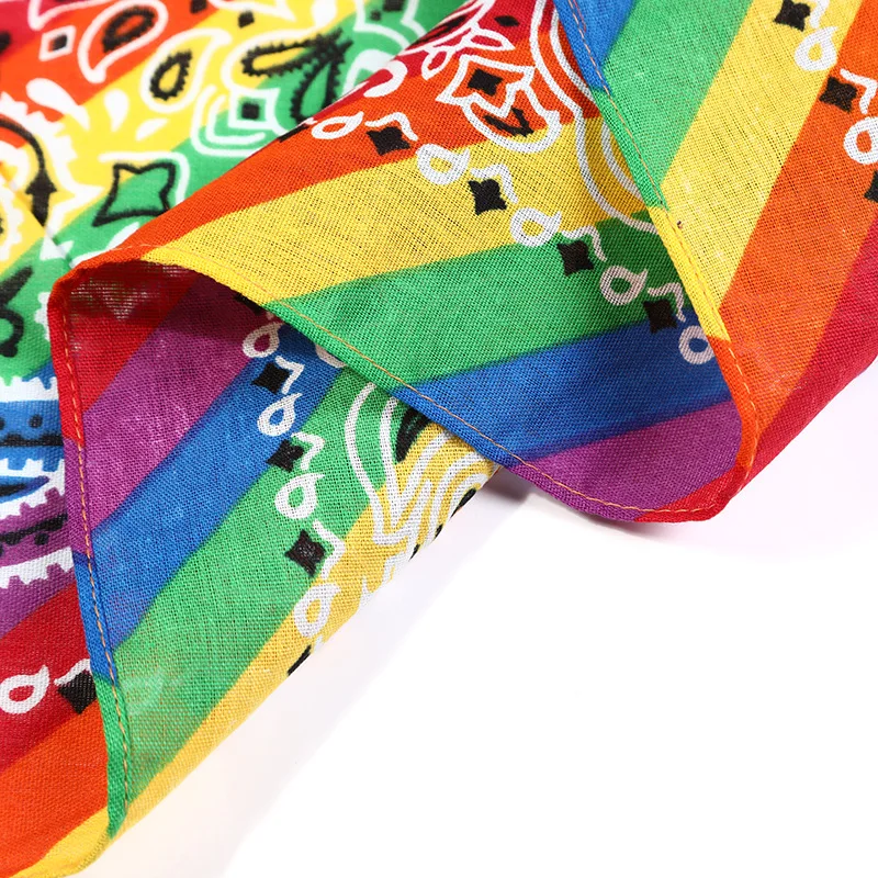 Bufanda cuadrada unisex Arco iris Bandana Gay Pride LGBT Algodón Diadema Pañuelo Hip-Hop Muñequera Corbata