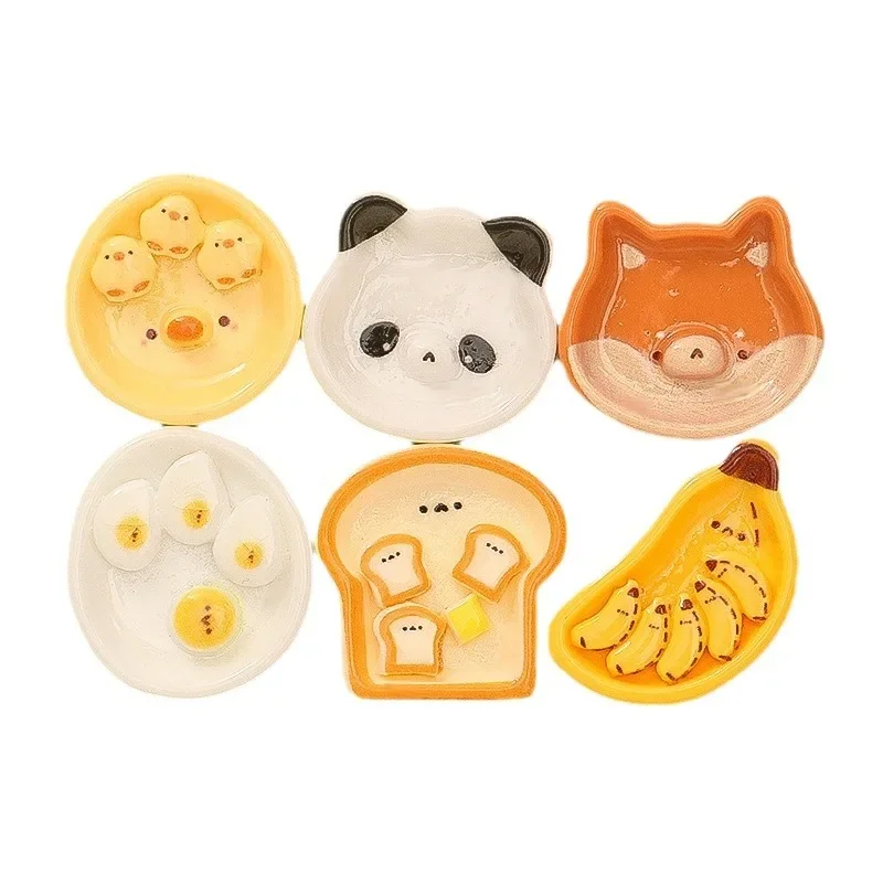 10pcs Cute Panda Banana Dog Plate Diy Handmade Cream Glue Mobile Phone Case Keychain Hairpin Resin Jewelry Accessories