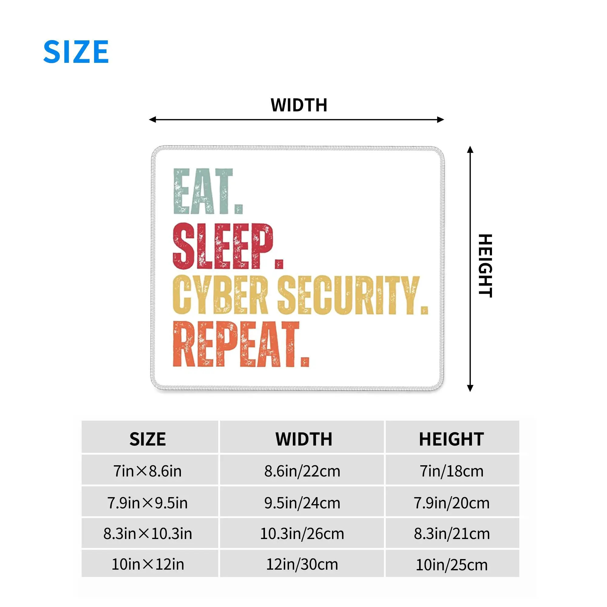 Eat Sleep Cyber Security Ripeti Tappetino per mouse Tastiera per computer Tappetino per mouse Gamer PC Laptop Tappetino da scrivania Accessori per ufficio Tappetini da tavolo
