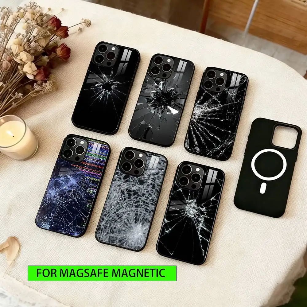 

Broken Phone Case For iPhone17,16,15,14,13,12,11 Plus,Pro Magnetic For Magsafe Wireless Charging