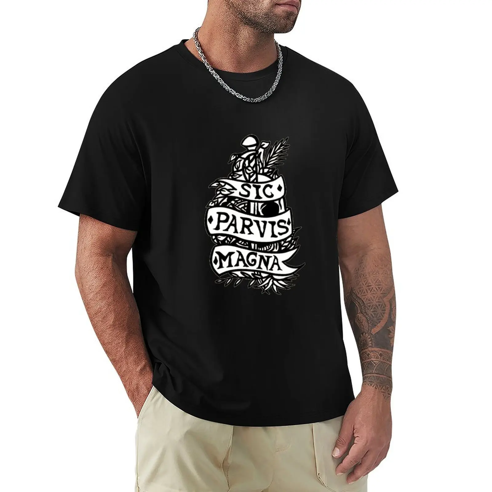 Uncharted Sic Parvis Magna Text T-Shirt Outdoor Sports Lightweight Tee