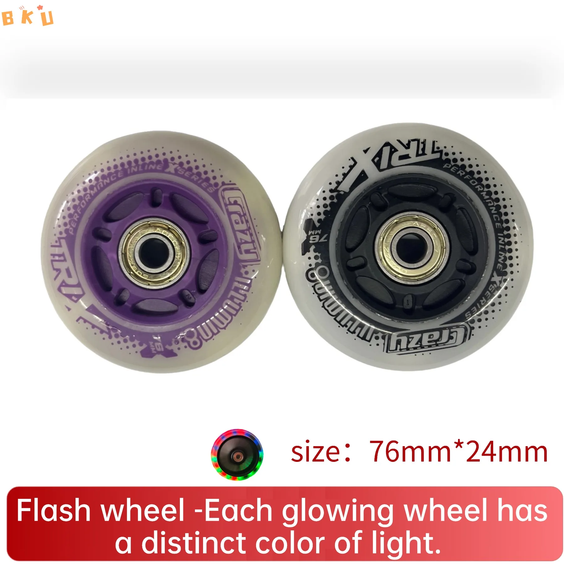 Колеса премиум-класса со светодиодной подсветкой 76 мм (3 дюйма) для роликовых коньков — подшипники ABEC-7, 2/4/8 варианта упаковки