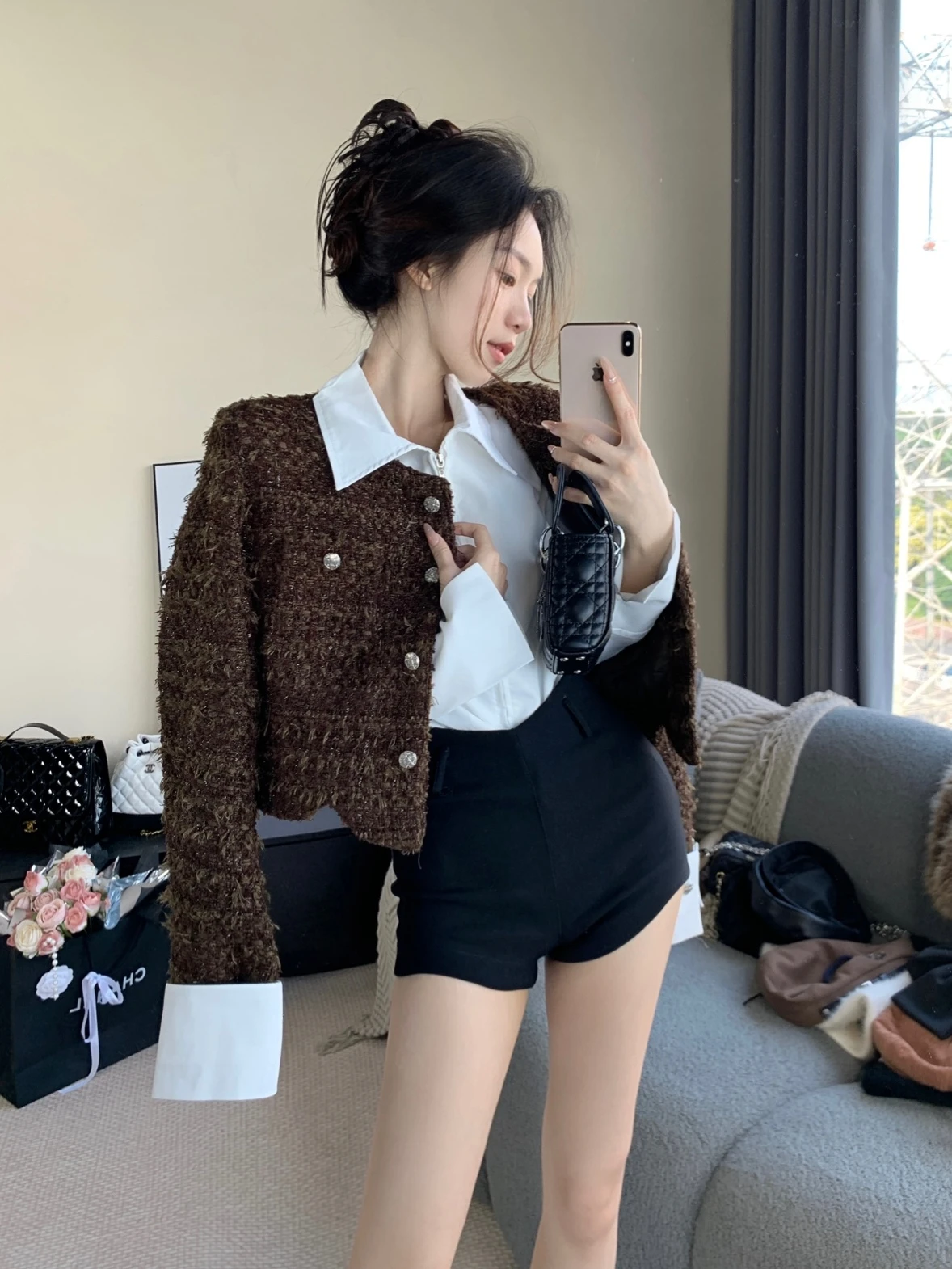 

Detachable Color Blo Sve Cotton Jaet ort Sle Versatile High End Feel Golden Thousand Misses Ele Small Fraanc...