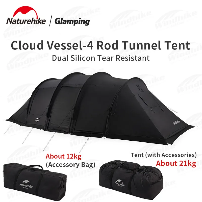 

Naturehike Cloud Vessel Tunnel Tent With Snow Skirt Large Multi-Person Outdoor Camping Supplies Equipment Travel Tourist tent