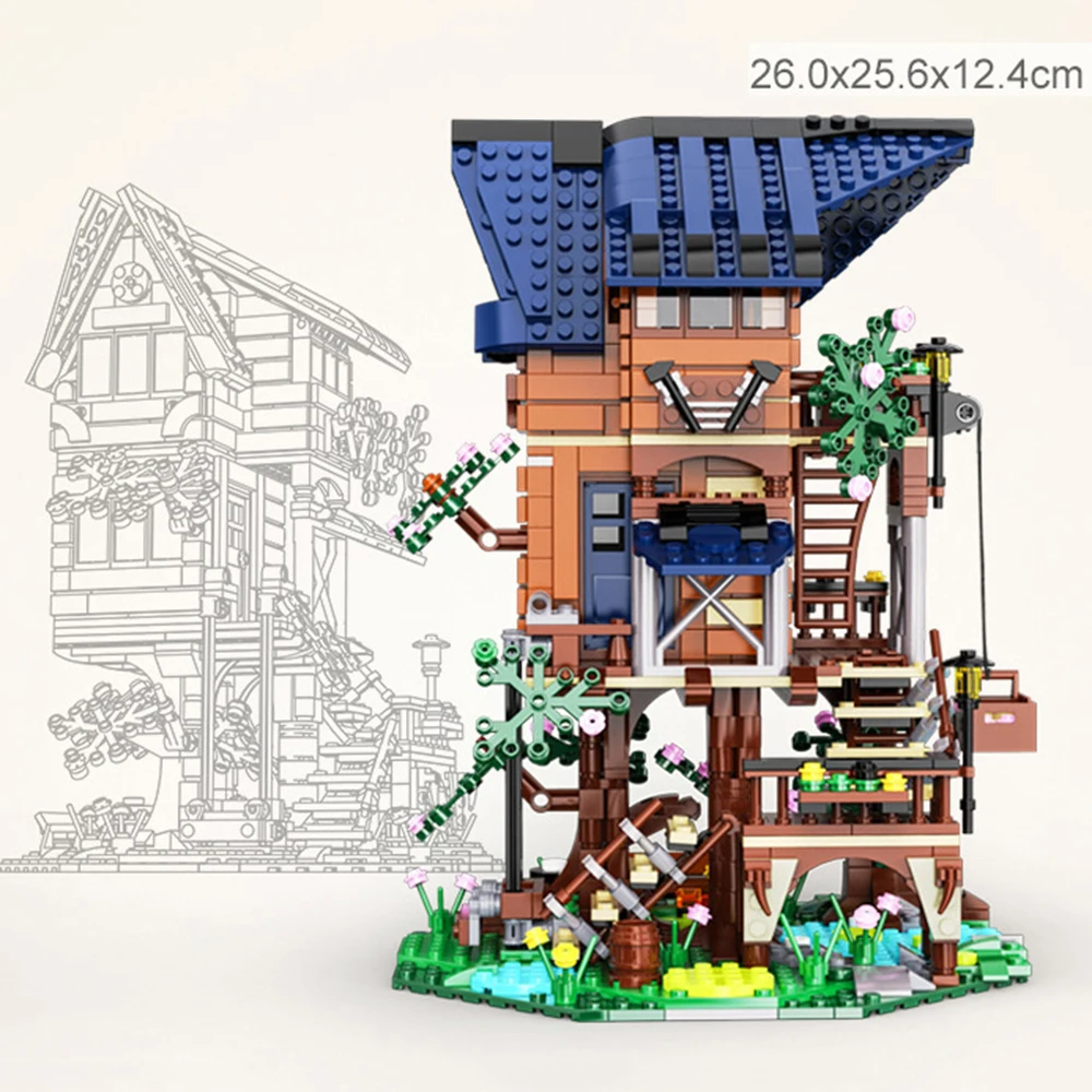 

Idea Architecture Street View Treehouse Building Block Four Season Tree House Bricsk Toys Streetscape Model With Light For Gifts
