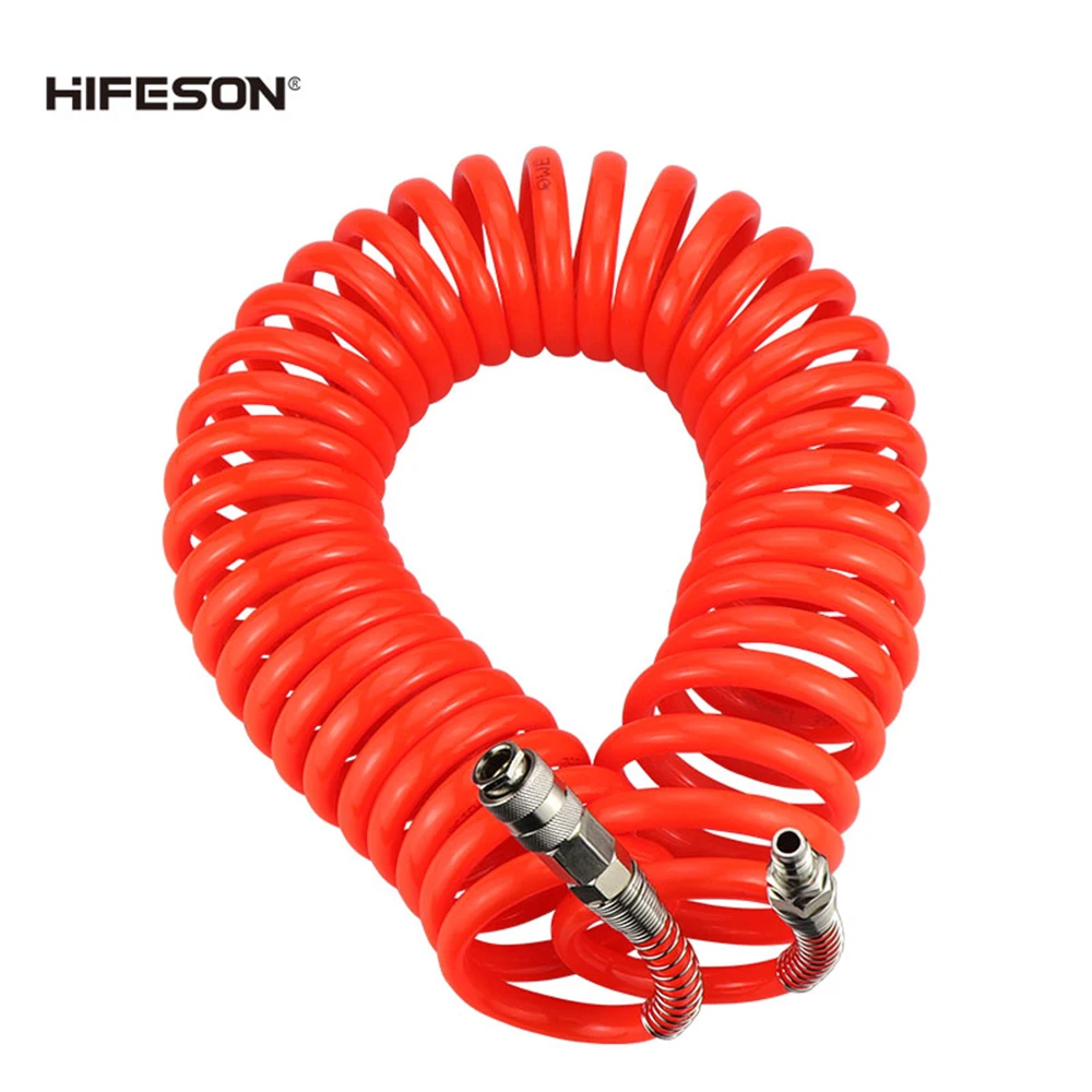 HIFESON Pneumatic Spring Pipe Kits EU Adapter Connetor 3M 6M 9M 12M 15M Air Tube For Air Compressor Air Tools Plastic Hose Tube