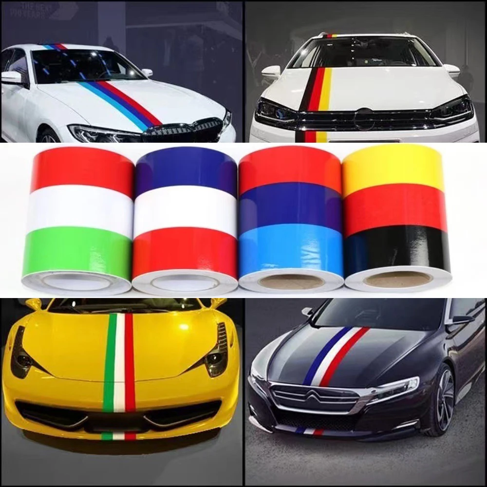 

1Pcs Car Sticker 1 Meters PVC German France Italy Belgium National Flag Three-color Stripe Decal Bumper Stickers Accessories