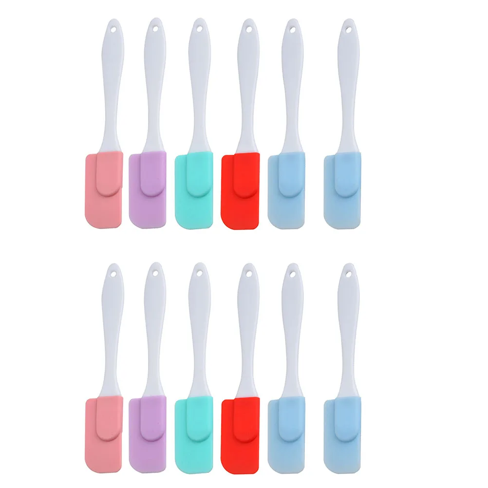 

12pcs Silicone Spatulas Baking Scrapers Kitchen Tools Reusable Nonstick Easy Clean High Temp Resistant Pastry Cream Storage