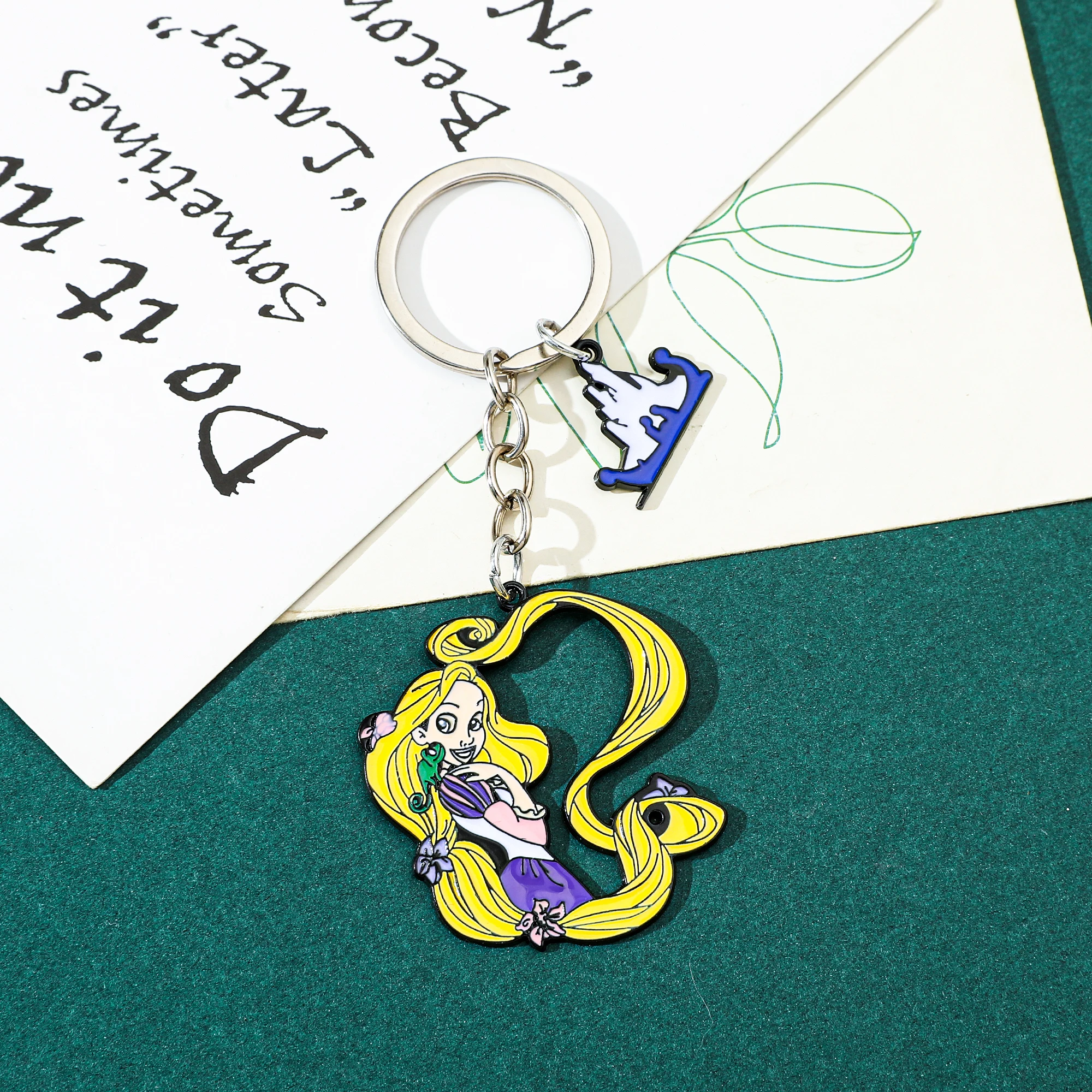 Disney-Rapunzel Tangled Princess Anime Cartoon Metal Keychain, Gifts for Woman, Girl Accessories