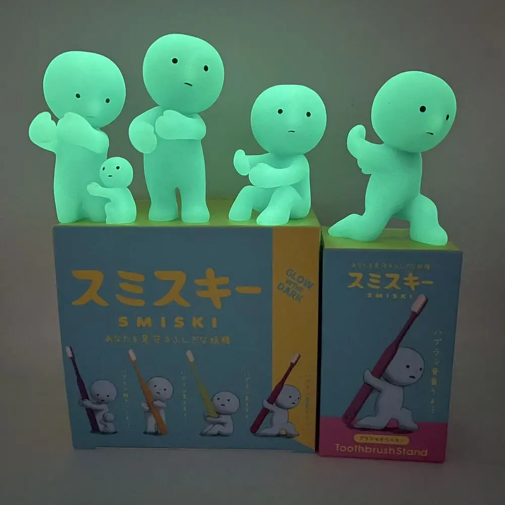 

SMISKI Toothbrush Stand Series Glow In the Dark Green Doll Blind Box Action Figures Decoration Model Toy Fans Children Gifts
