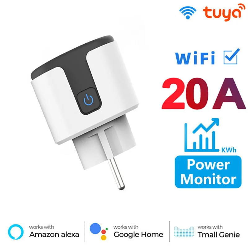 TUYA Smart Plug WiFi Socket EU 16A/20A Met Power Monitor Timing Functie Spraakbesturing Werkt met Alexa GoogleHome