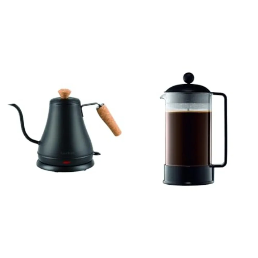 

27oz Electric Gooseneck Kettle and 34oz Brazil French Press Coffee Maker Bundle