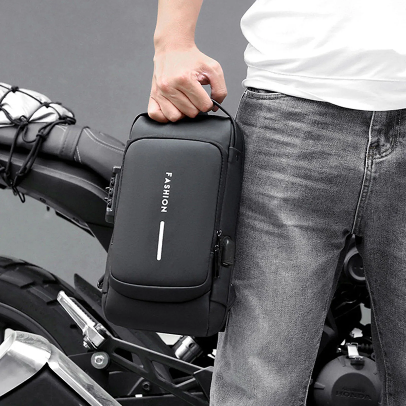 USB Charging Sport Sling Bag Male Anti-theft Chest Bag with Password Lock Large Capacity water proof Sports Crossbody Daypack