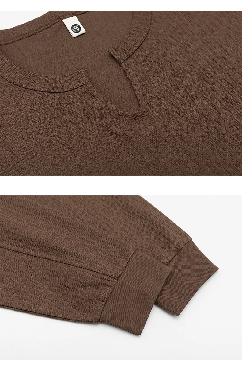 PFNW Versatile Solid Color Casual Base Shirt Men's V Neck Textured Long Sleeve T Shirt 2026 Autumn New Tide 28L3528