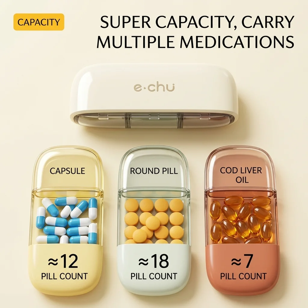 Travel Pill Organizer Medicine Dispenser Organizer with Compartments 3 Times Box Compartments Travel Pill Holder Pocket Medicine