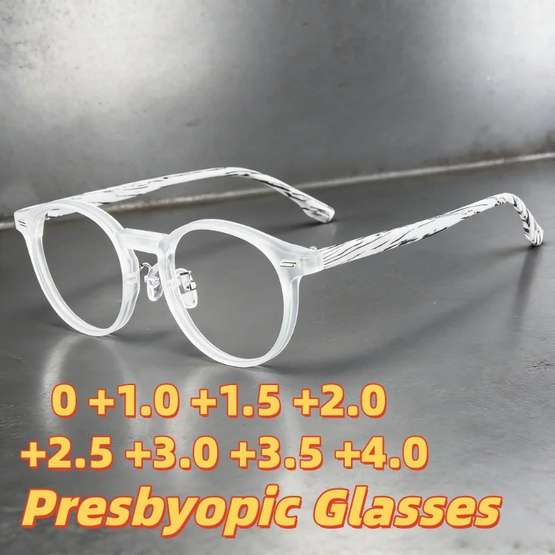 

Fashionable Retro Round Frame Reading Glasses for Women Ultra-Lightweight High-Definition Presbyopia Eyeglasses 0 To +4.0