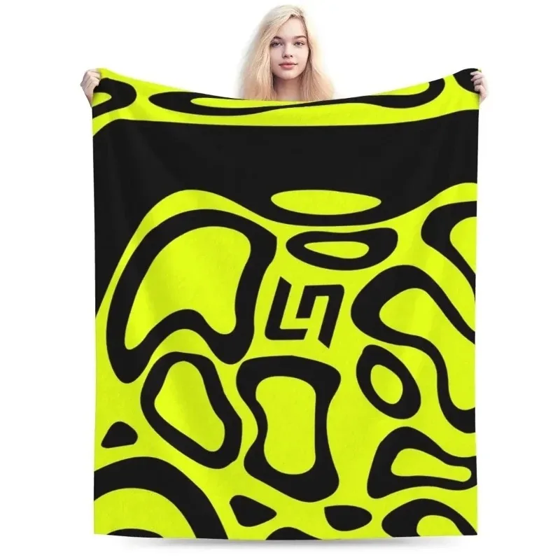

Abstract Art Neon Yellow & Black Pattern Blanket Cozy Soft Warm Flannel Throw Blanket for Sofa Bed Picnic Travel Home Decor
