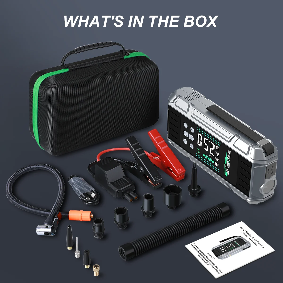 車用ジャンプスターター 26800mAh 4000A エアコンプレッサー付
