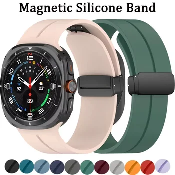Samsung Galaxy için manyetik silikon bant izle 7 Ultra 47mm hiçbir boşluklar Galaxy Ultra için manyetik toka kayış Watchband bilezik