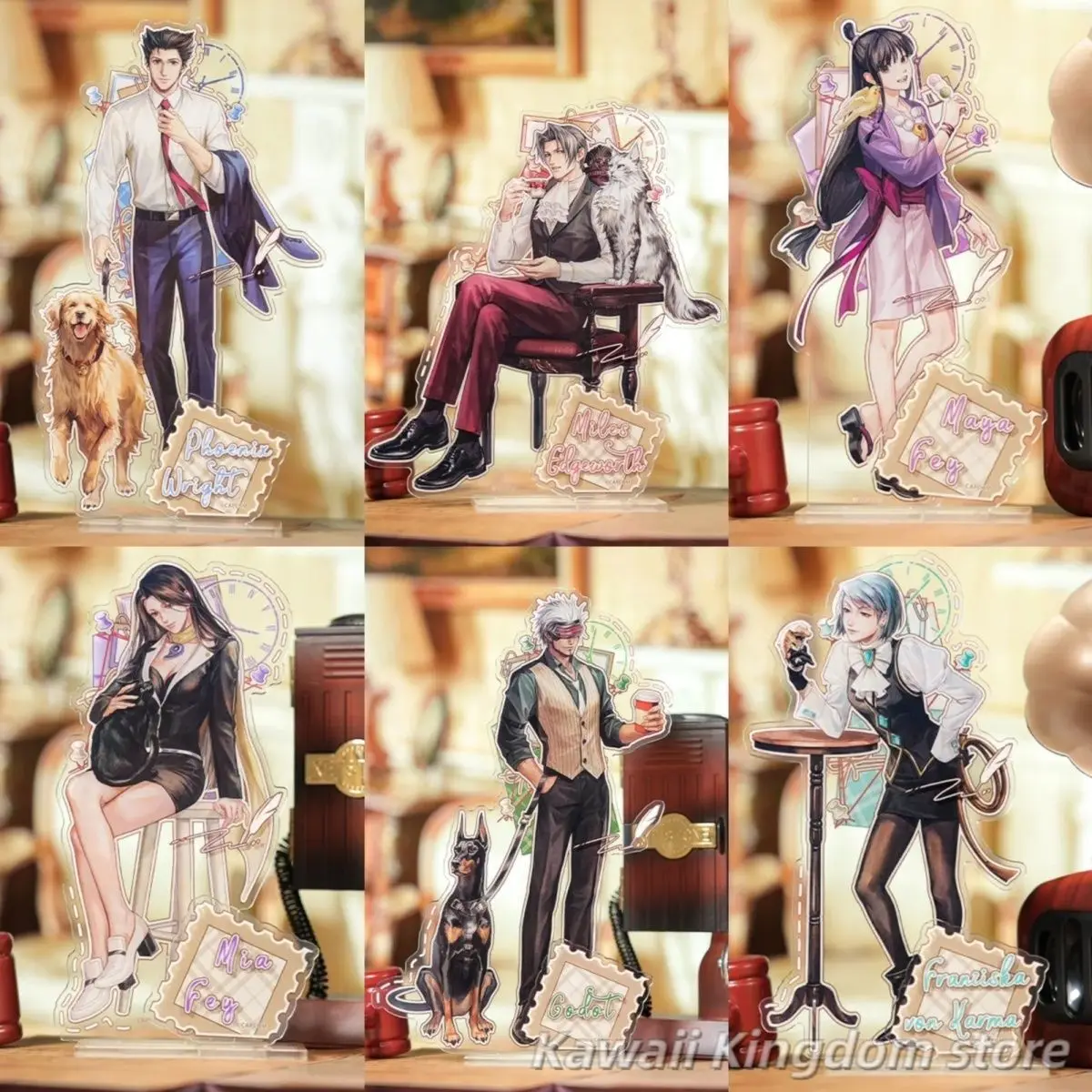 Phoenix Wright Ace Attorney Miles Edgeworth Maya Fey Mia Fey Anime Cosplay soporte acrílico modelo placa decoración de escritorio señal de pie