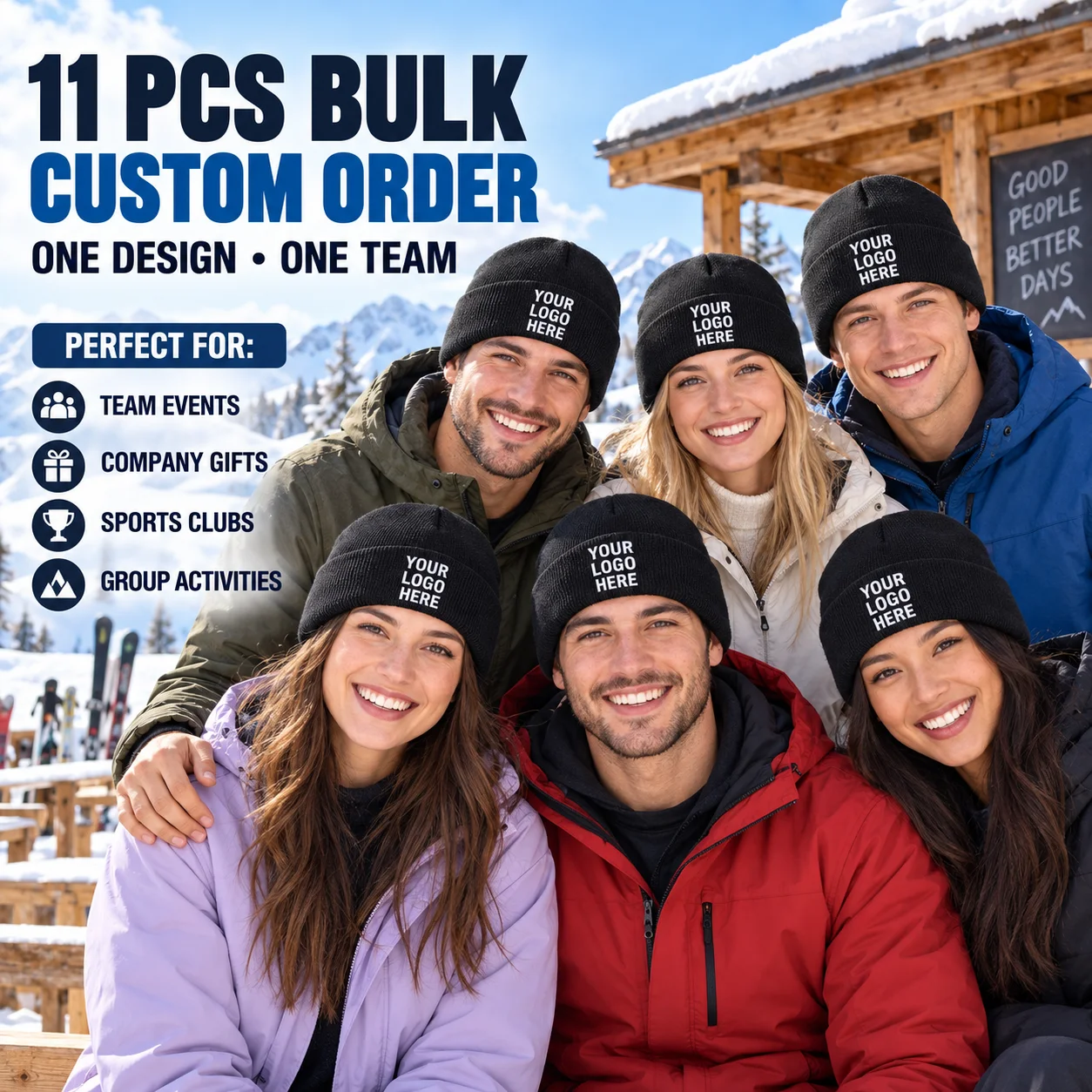 11pcs Custom Beanies Personalized Logo Text Knit Hats for Teams Outdoor Activities Company Events & Group Gifts