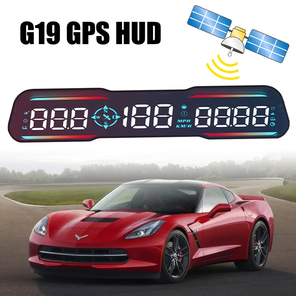 

Auto Accessories Car GPS Heads Up Display KM/H MPH Meter Speedometer Clock G19 HUD Smart Digital Alarm Reminder Meter Compass