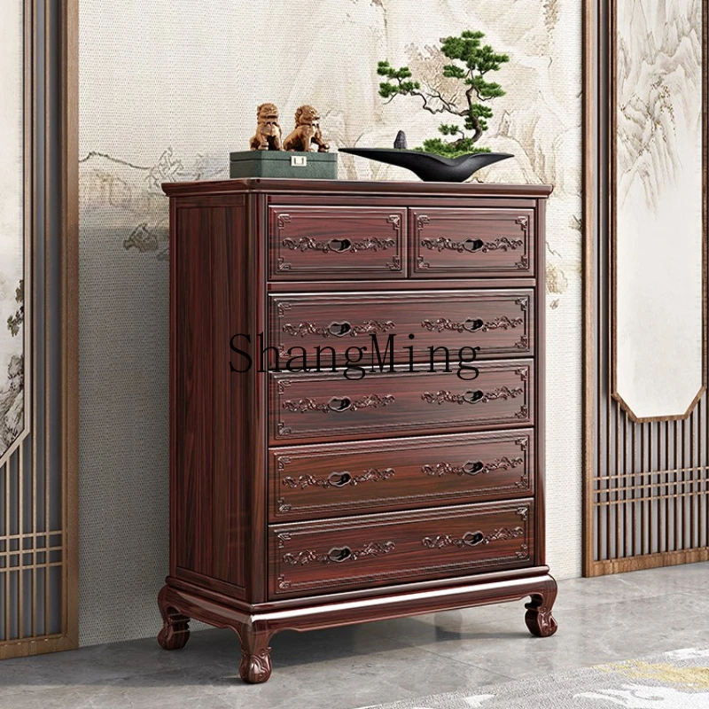 

SM new Chinese-style solid wood home living room locker bedroom wall drawer storage cabinet