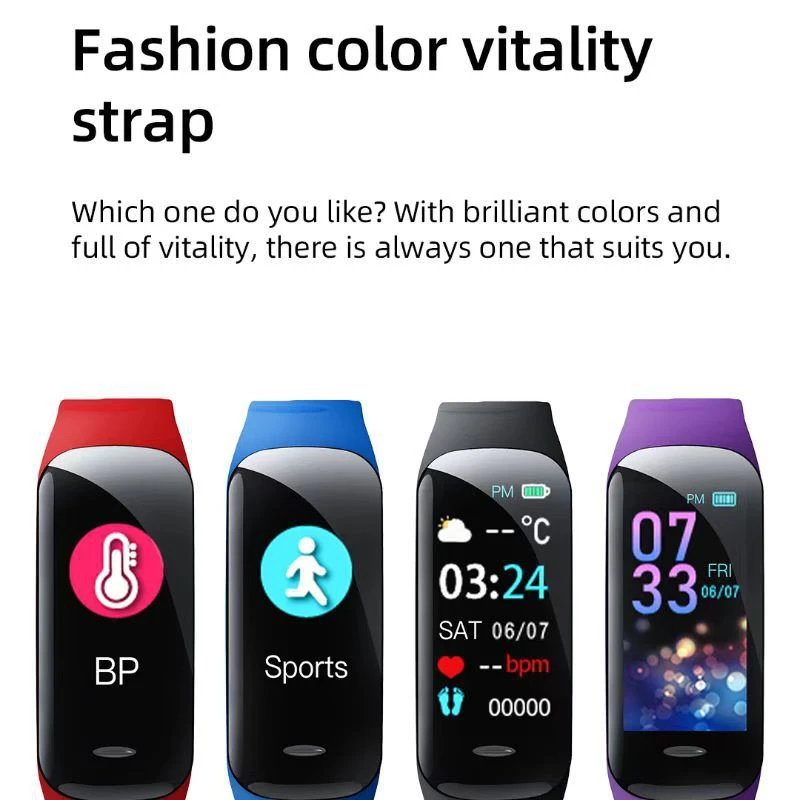 Smart Watch C1 Plus Bluetooth Step Counting Sports Bracelet Fitness Tracker Heart Rate Blood Pressure Sleep Men Women Gift 4