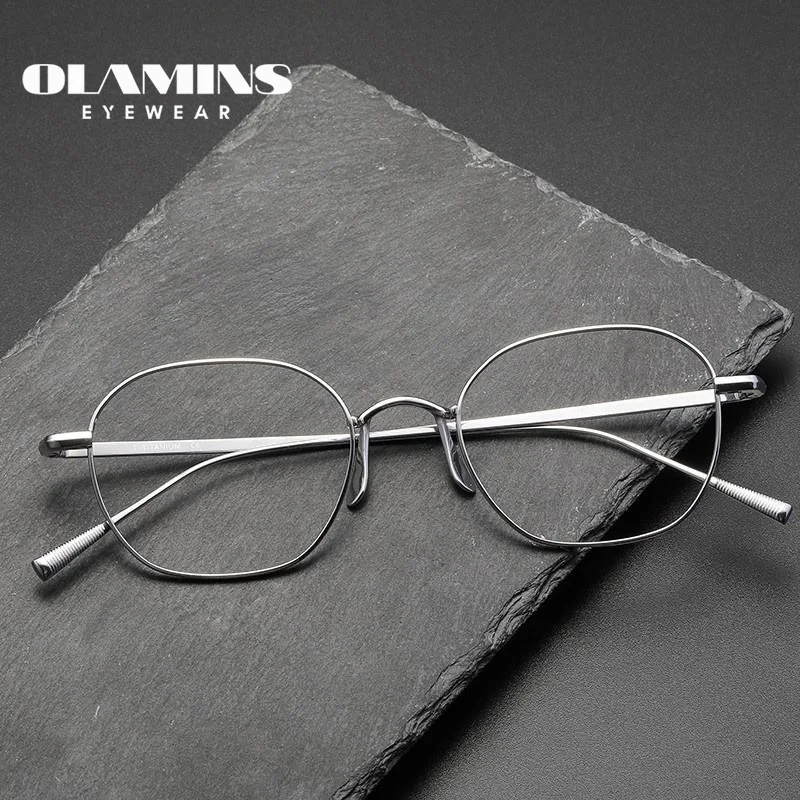 

OLAMINS​ Fashionable Prescription Frames Pure Titanium Eyewear Hand Made Unisex Optical Frame KJ-46