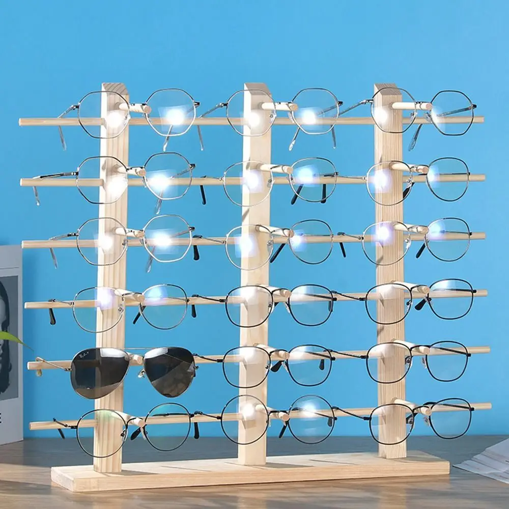 Showcase Displaying Storage Solid Wood Stand Eyeglasses Organizer Shelf Sunglass Display Rack Glasses Frame Tray