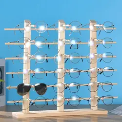 Showcase Displaying Storage Solid Wood Stand Eyeglasses Organizer Shelf Sunglass Display Rack Glasses Frame Tray