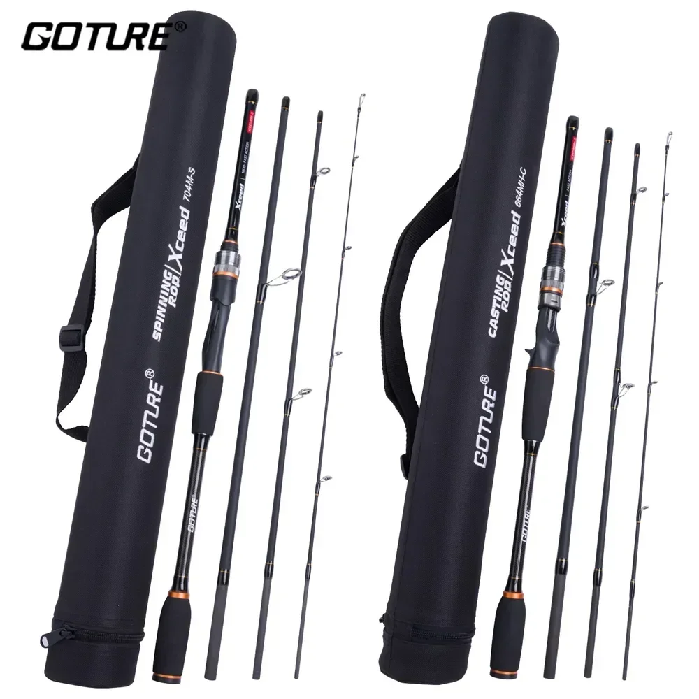 Goture Xceed 4 Setions Travel Fishing Rod With Fuji Guide Ring Carbon Fiber 1.98-3.6M Spinning Casting Lure Rod For Carp Fishing 