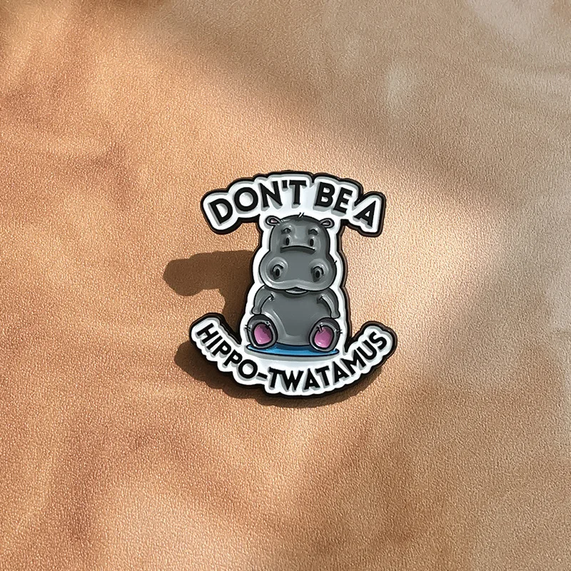 Fun cartoon animal hippopotamus Drip oil Enamel Pin Cute animal Brooches Lapel Badge Jewelry Gifts for Friends