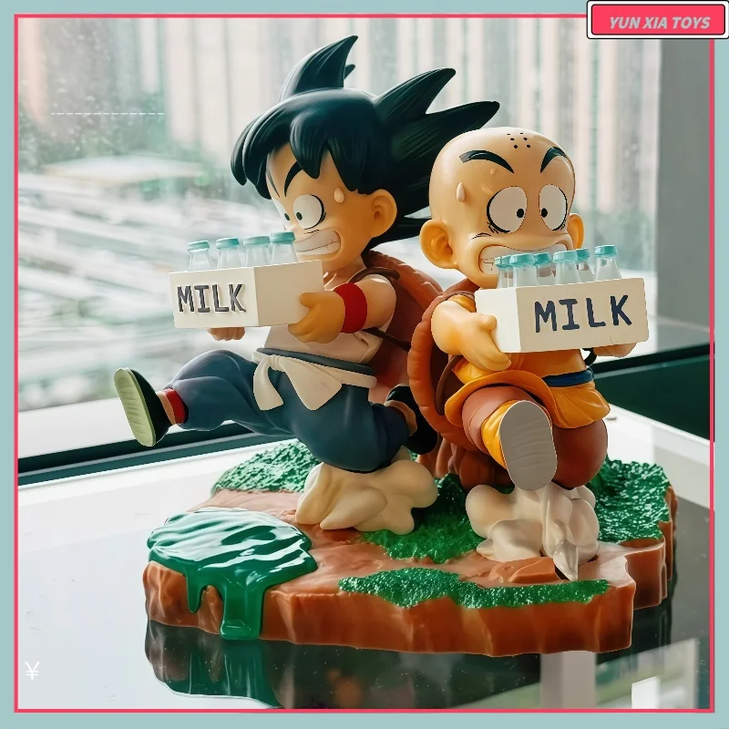 

Dragon Ball Аниме Сон Гоку и Криллин Доставка молока Статуя Gk Забавные фигурки ПВХ Модель Настольная кукла Очаровательные игрушки Подарок 15 см